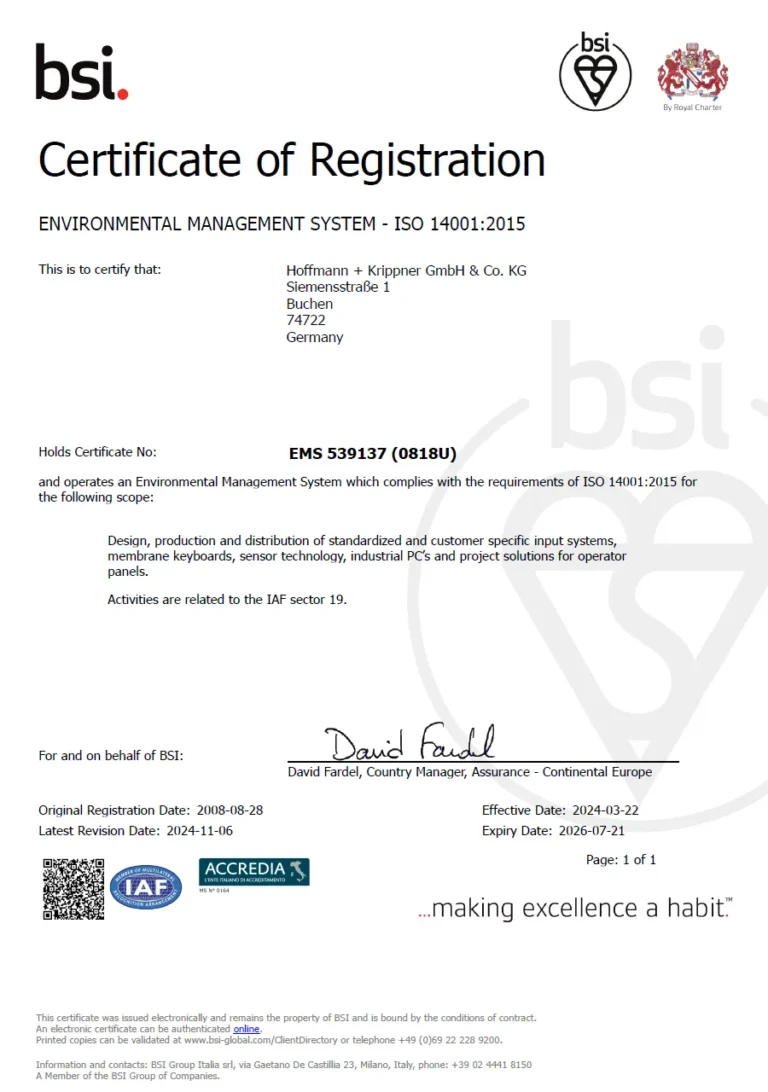 QS Zertifikat ISO 14001