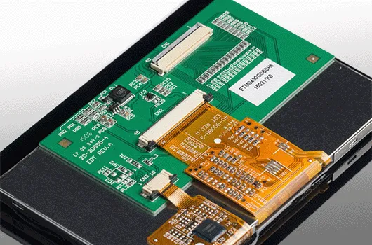 Electronics assembly on printed circuit board and connection tape