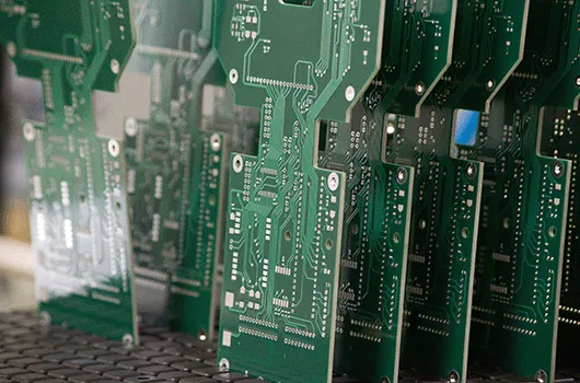 Printed circuit boards lined up